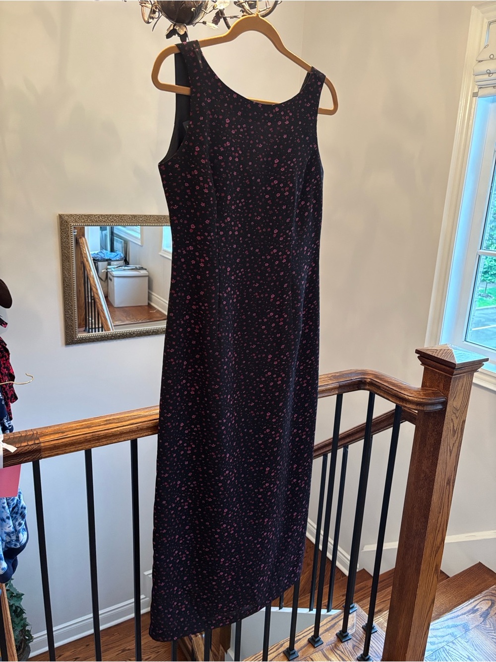 Melanie Lyne Sleeveless Black lined Dress with Pink Floral Print